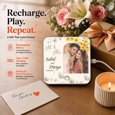Personalized Musical Fridge Magnet with Photo & Custom Song | Romantic Couple Gift for Husband Wife, Boyfriend Girlfriend Anniversary, Wedding Keepsake Gift for Mr & Mrs